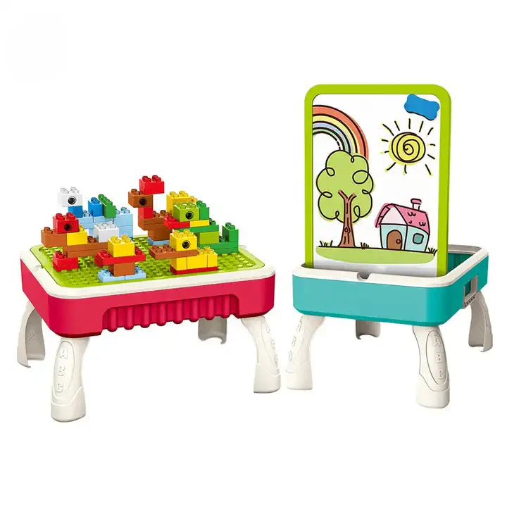 2-in-1 Building Blocks Table & Drawing Board for Kids – Creative Play Station