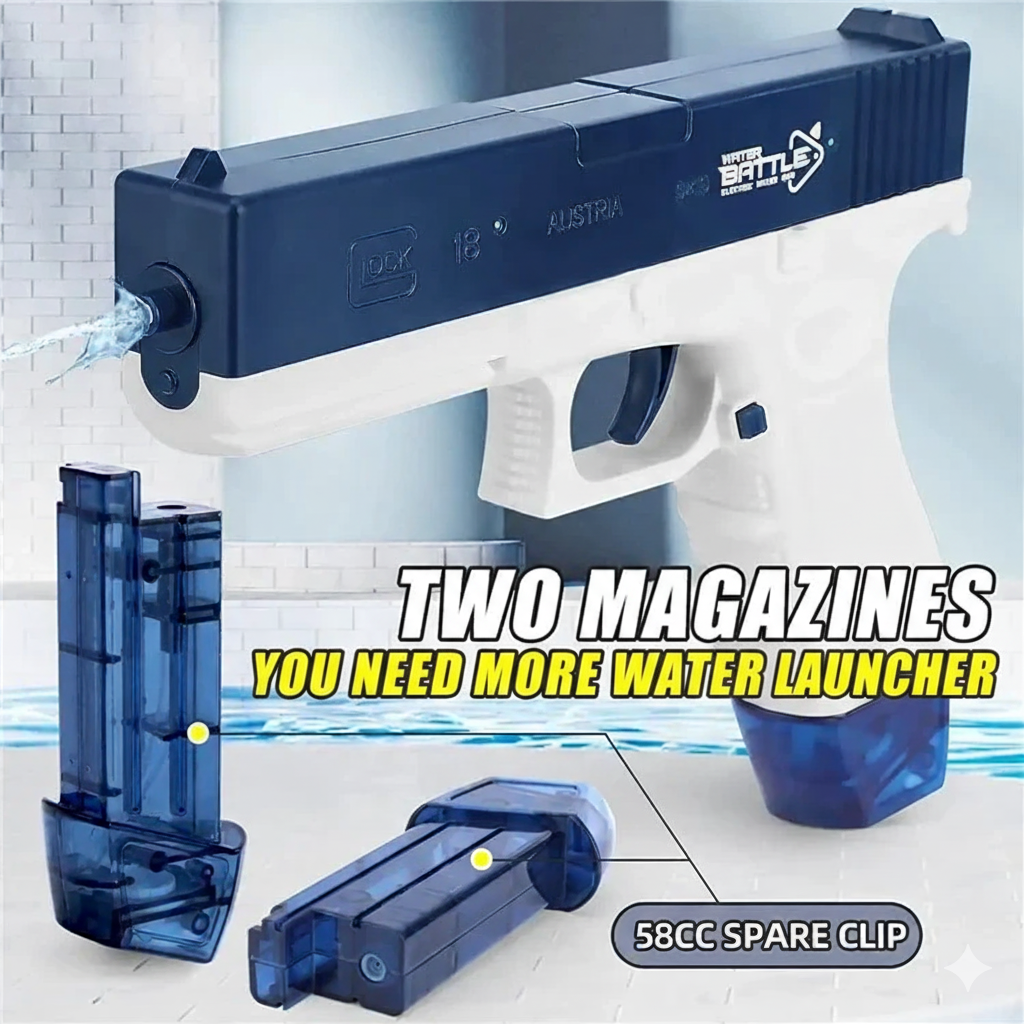 Glock Automatic Rechargeable Dual Tank Water Launcher | Electric Water Blaster for Kids