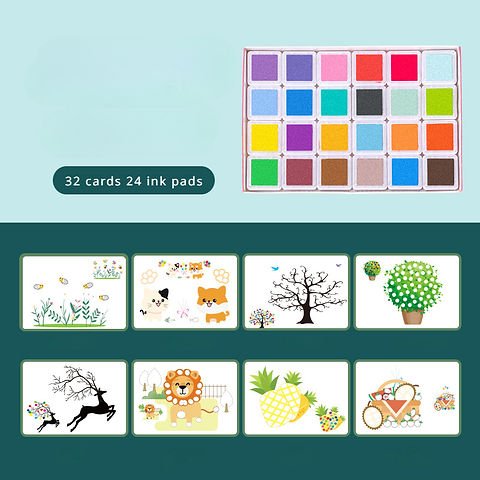 Finger Painting Coloring Book 32 Sheets & 24 Colors Set