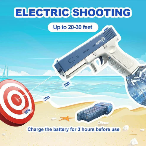 Glock Automatic Rechargeable Dual Tank Water Gun | Electric Water Blaster for Kids