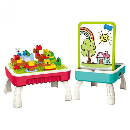 2-in-1 Building Blocks Table & Drawing Board for Kids – Creative Play Station