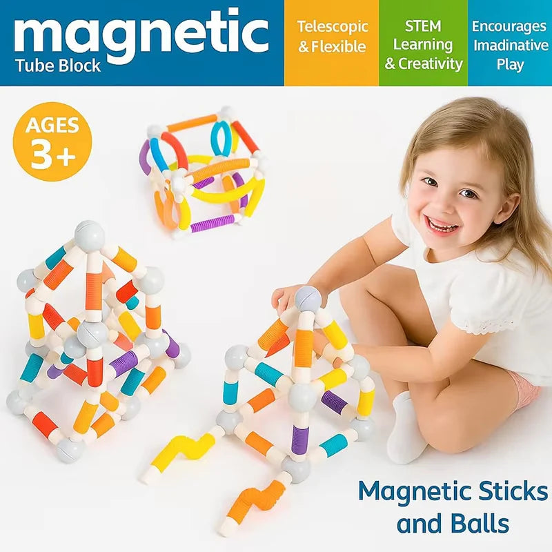 Flexible Magnetic Tube Building Blocks