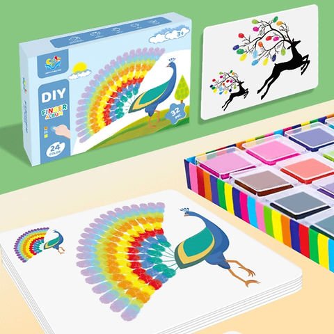 Finger Painting Coloring Book 32 Sheets & 24 Colors Set