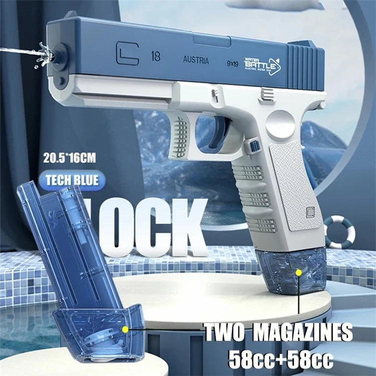 Glock Automatic Rechargeable Dual Tank Water Gun | Electric Water Blaster for Kids